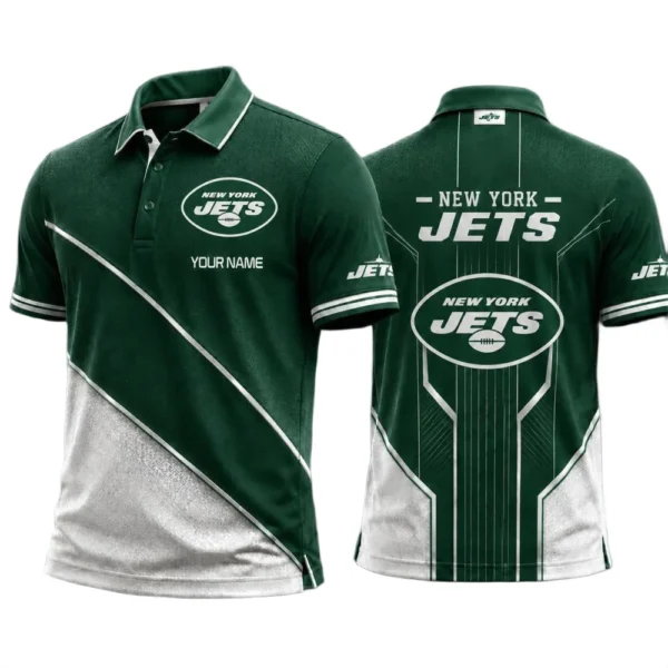 New York Jets Men’s Button Short Sleeve Polo Bottom Slit 2026 Limited Customize Name