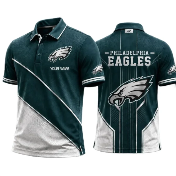 Philadelphia Eagles Men’s Button Short Sleeve Polo Bottom Slit 2026 Limited Customize Name