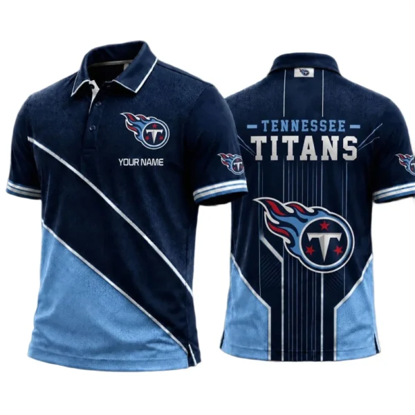 Tennessee Titans Men’s Button Short Sleeve Polo Bottom Slit 2026 Limited Customize Name