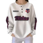 Minnesota Twins Women's Long Sleeve Shirt Waffle Knit Button Front Personalize Name