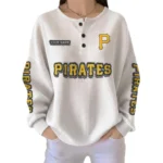 Pittsburgh Pirates Women's Long Sleeve Shirt Waffle Knit Button Front Personalize Name
