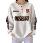 San Francisco Giants Women's Long Sleeve Shirt Waffle Knit Button Front Personalize Name