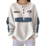 Toronto Blue Jays Women's Long Sleeve Shirt Waffle Knit Button Front Personalize Name