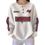 Tampa Bay Buccaneers Button Front Long Sleeve Shirt Women’s Waffle Knit Personalize Name