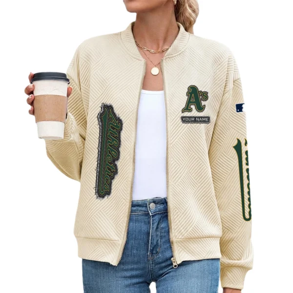 Athletics Women Bomber Jacket Stand Collar Full Zip Outerwear Personalize Name