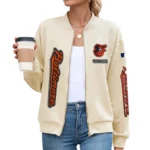 Baltimore Orioles Women Bomber Jacket Stand Collar Full Zip Outerwear Personalize Name