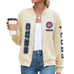 Chicago Cubs Women Bomber Jacket Stand Collar Full Zip Outerwear Personalize Name