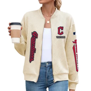 Cleveland Guardians Women Bomber Jacket Stand Collar Full Zip Outerwear Personalize Name