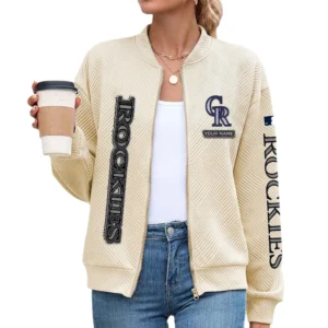 Colorado Rockies Women Bomber Jacket Stand Collar Full Zip Outerwear Personalize Name