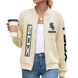 Chicago White Sox Women Bomber Jacket Stand Collar Full Zip Outerwear Personalize Name