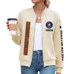 Houston Astros Women Bomber Jacket Stand Collar Full Zip Outerwear Personalize Name