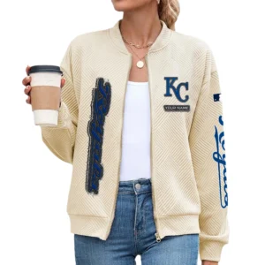 Kansas City Royals Women Bomber Jacket Stand Collar Full Zip Outerwear Personalize Name