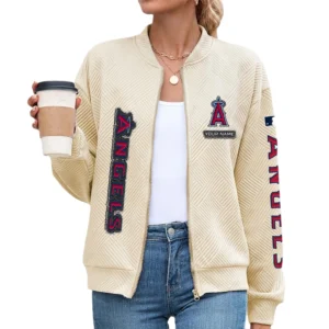 Los Angeles Angels Women Bomber Jacket Stand Collar Full Zip Outerwear Personalize Name