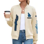Los Angeles Dodgers Women Bomber Jacket Stand Collar Full Zip Outerwear Personalize Name