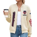 Minnesota Twins Women Bomber Jacket Stand Collar Full Zip Outerwear Personalize Name