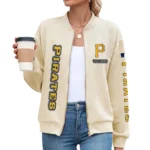 Pittsburgh Pirates Women Bomber Jacket Stand Collar Full Zip Outerwear Personalize Name