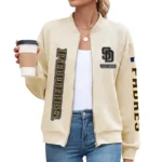 San Diego Padres Women Bomber Jacket Stand Collar Full Zip Outerwear Personalize Name