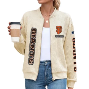 San Francisco Giants Women Bomber Jacket Stand Collar Full Zip Outerwear Personalize Name