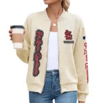 St. Louis Cardinals Women Bomber Jacket Stand Collar Full Zip Outerwear Personalize Name