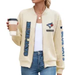 Toronto Blue Jays Women Bomber Jacket Stand Collar Full Zip Outerwear Personalize Name