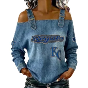 Kansas City Royals Off-Shoulder Long Sleeve Top Shoulder Straps For Women Limited
