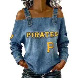 Pittsburgh Pirates Off-Shoulder Long Sleeve Top Shoulder Straps For Women Limited