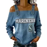 Seattle Mariners Off-Shoulder Long Sleeve Top Shoulder Straps For Women Limited