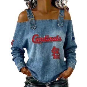 St. Louis Cardinals Off-Shoulder Long Sleeve Top Shoulder Straps For Women Limited