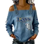 Tampa Bay Rays Off-Shoulder Long Sleeve Top Shoulder Straps For Women Limited