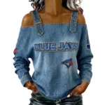 Toronto Blue Jays Off-Shoulder Long Sleeve Top Shoulder Straps For Women Limited