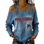 Atlanta Falcons Women's Off-Shoulder Long Sleeve Top with Shoulder Straps