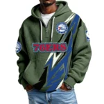 Philadelphia 76ers Quarter-Zip Hooded Sweatshirt Waffle Knit New