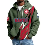 Atlanta Hawks Quarter-Zip Hooded Sweatshirt Waffle Knit New