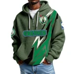 Boston Celtics Quarter-Zip Hooded Sweatshirt Waffle Knit New