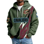 Cleveland Cavaliers Quarter-Zip Hooded Sweatshirt Waffle Knit New
