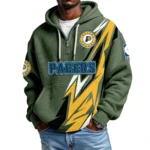 Indiana Pacers Quarter-Zip Hooded Sweatshirt Waffle Knit New