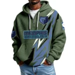 Memphis Grizzlies Quarter-Zip Hooded Sweatshirt Waffle Knit New