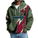 Miami Heat Quarter-Zip Hooded Sweatshirt Waffle Knit New