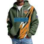 New York Knicks Quarter-Zip Hooded Sweatshirt Waffle Knit New