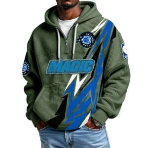 Orlando Magic Quarter-Zip Hooded Sweatshirt Waffle Knit New