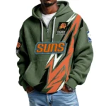 Phoenix Suns Quarter-Zip Hooded Sweatshirt Waffle Knit New
