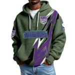Sacramento Kings Quarter-Zip Hooded Sweatshirt Waffle Knit New