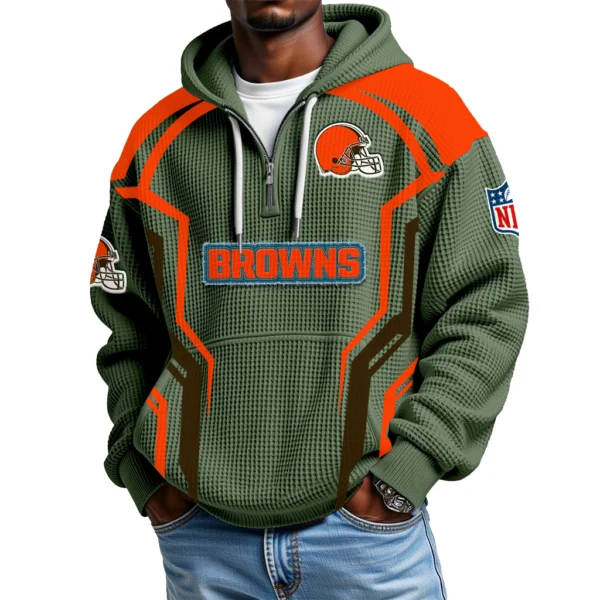 Cleveland Browns Men's Waffle Knit Hoodie Quarter Zip 2026 Limited