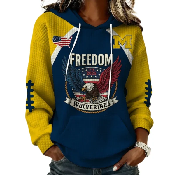 Michigan Wolverines x Freedom American Women’s Waffle Pullover Hoodie 2026 Limited