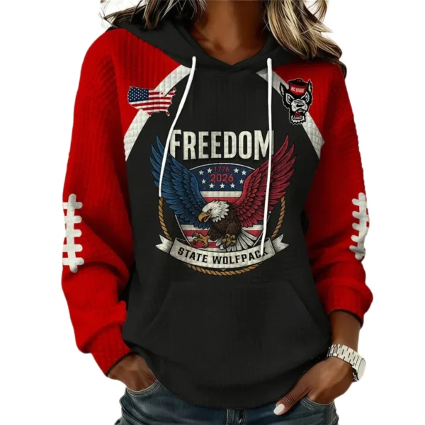 NC State Wolfpack x Freedom American Women’s Waffle Pullover Hoodie 2026 Limited
