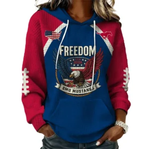 SMU Mustangs x Freedom American Women’s Waffle Pullover Hoodie 2026 Limited