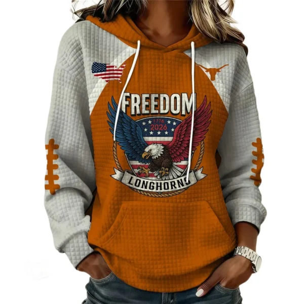 Texas Longhorns x Freedom American Women’s Waffle Pullover Hoodie 2026 Limited