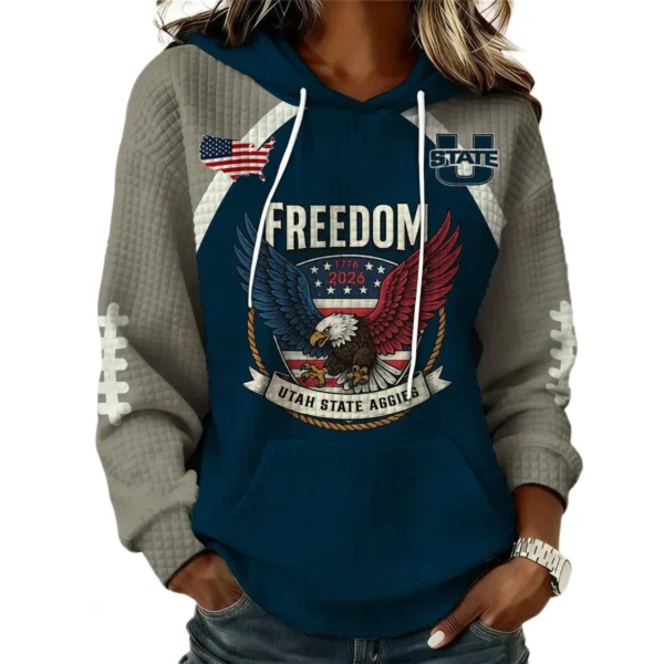 Utah State Aggies x Freedom American Women’s Waffle Pullover Hoodie 2026 Limited