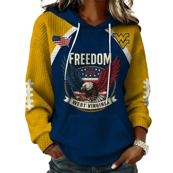 West Virginia Mountaineers x Freedom American Women’s Waffle Pullover Hoodie 2026 Limited