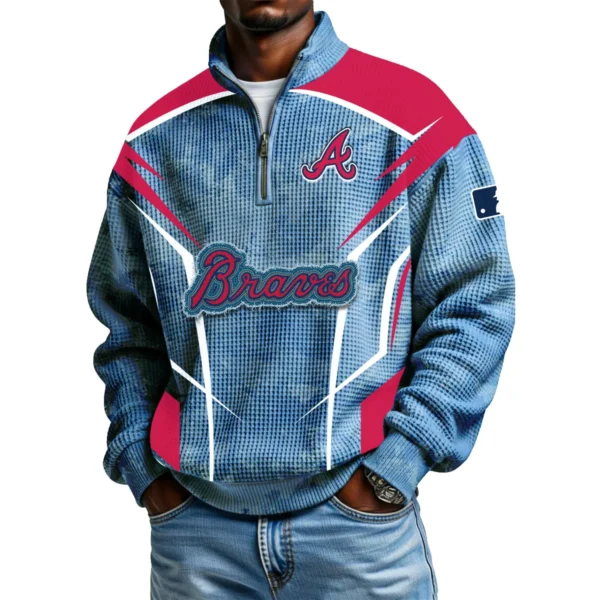 Atlanta Braves Men's Waffle Knit Quarter-Zip Long Sleeve Shirt 2026 Limited